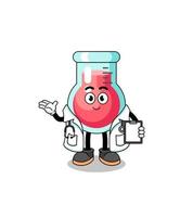 mascotte de dessin animé de médecin de bécher de laboratoire vecteur