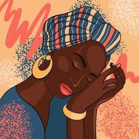 beau portrait de femme africaine. illustration vectorielle fille ethnique vecteur