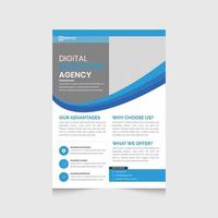 conception de modèle de flyer d'agence de marketing numérique bleu vecteur