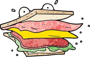 sandwich de dessin animé de texture grunge rétro vecteur