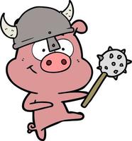 dessin animé cochon souriant vecteur
