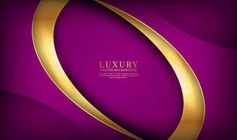Couche de chevauchement d'arrière-plan abstrait de luxe violet 3d sur un espace sombre avec une décoration de vagues dorées. concept de style fluide d'élément de conception graphique pour bannière, dépliant, carte, couverture de brochure ou page de destination