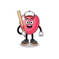 dessin animé de mascotte de symbole de coeur en tant que joueur de baseball vecteur