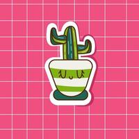 cactus mignon avec les yeux fermés. illustration vectorielle de doodle dessinée à la main. conception de cartes postales, affiches, t-shirts. vecteur