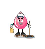 personnage mascotte de jus de fraise en tant que service de nettoyage vecteur