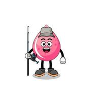 mascotte illustration de pêcheur de jus de fraise vecteur