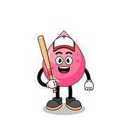 caricature de mascotte de jus de fraise en tant que joueur de baseball vecteur
