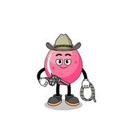 mascotte de personnage de jus de fraise en guise de cow-boy vecteur