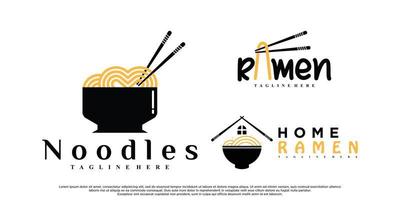 bundle ramen ou création de logo de nouilles pour les entreprises avec vecteur premium de concept créatif