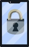icône de l'application. protéger votre téléphone contre un virus. illustration plate de dessin animé. serrure fermée vecteur