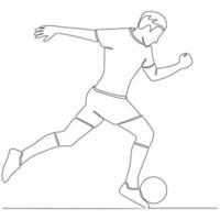 dessin au trait continu joueur de football vecteur ligne art illustration