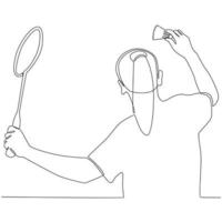 joueur de badminton dessin au trait continu vecteur dessin au trait