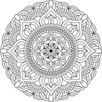 mandala noir isolé, motif de lignes rondes pour carnet de couleurs vecteur