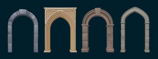 arcs d'architecture avec colonnes en pierre, portes vecteur