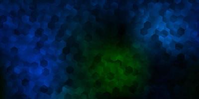 texture vecteur bleu foncé et vert avec des hexagones colorés.
