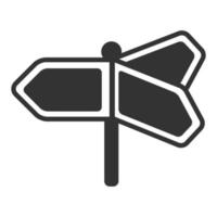 poteau de signalisation routière icône noir et blanc vecteur