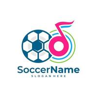 modèle de logo de football de musique, vecteur de conception de logo de football