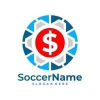 modèle de logo de football d'argent, vecteur de conception de logo de football