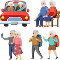 ensemble de couples de personnes âgées différents vecteur