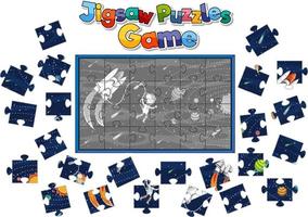 astronaute dans l'espace modèle de jeu de puzzle photo vecteur