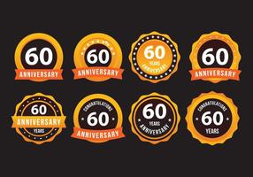 60e anniversaire Badge d'or vecteur