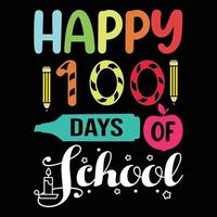 100 jours de conception de t-shirt d'école, conception de t-shirt pour enfants, t-shirt joyeux premier jour d'école vecteur