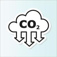 autocollant co2. icône ou logo des émissions de dioxyde de carbone. Emissions de CO2. vecteur sur fond blanc isolé.