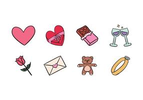 Valentine Doodle Icons vecteur