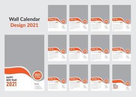 modèle de calendrier mural 2021 vecteur