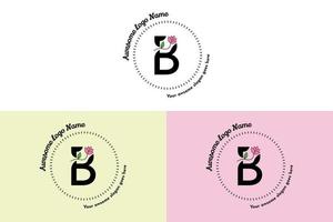 logo de lettre b féminin, modèles de badge minimalistes et floraux modernes pour la marque, l'identité, la boutique, le vecteur de salon. vecteur de conception de logo de lettre b floral simple.