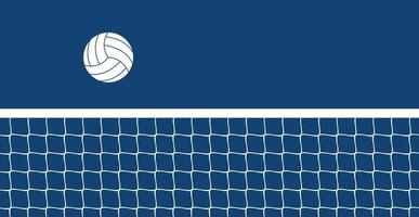 terrain de volley-ball et filet visibles, ballon de volley-ball volant dans les airs. illustration vectorielle de style plat. vecteur