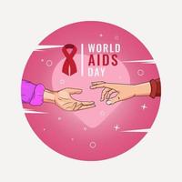deux mains avec forme de coeur et illustration vectorielle de conception de fond de la journée mondiale du sida vecteur