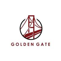 logo golden gate simple plat en forme de cercle vecteur