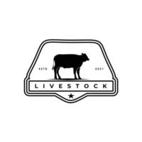 bovins vache boeuf taureau ferme d'élevage logo insigne conception illustration vectorielle vecteur