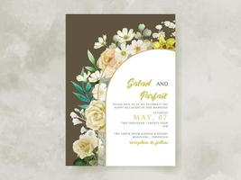carte d'invitation de mariage avec illustration de fleurs jaunes vecteur