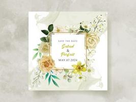 carte d'invitation de mariage avec illustration de fleurs jaunes vecteur