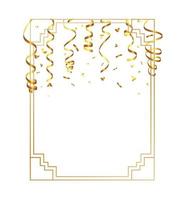 confettis minuscules dorés et ruban de banderole tombant sur fond transparent. vecteur