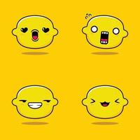 illustration vectorielle de l'autocollant emoji citron kawaii vecteur