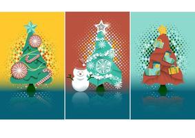 ensembles d'arbres de noël avec de belles décorations et des illustrations vectorielles. vecteur