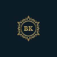 logo lettre bk avec modèle or de luxe. modèle vectoriel de logo d'élégance.