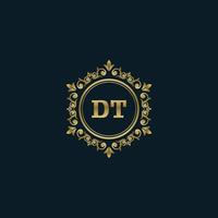 logo lettre dt avec modèle or de luxe. modèle vectoriel de logo d'élégance.