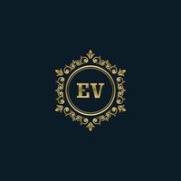 logo lettre ev avec modèle or de luxe. modèle vectoriel de logo d'élégance.