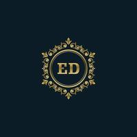 logo lettre ed avec modèle or de luxe. modèle vectoriel de logo d'élégance.
