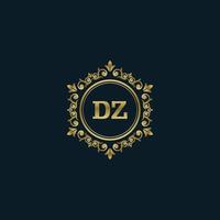 logo lettre dz avec modèle or de luxe. modèle vectoriel de logo d'élégance.