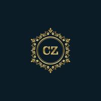 logo lettre cz avec modèle or de luxe. modèle vectoriel de logo d'élégance.