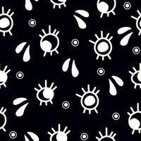 doodle motif harmonieux d'oeil abstrait dans un style graffiti sur fond noir. fond blanc yeux ouverts. fond d'oeil psychédélique pour tissu, design. vecteur