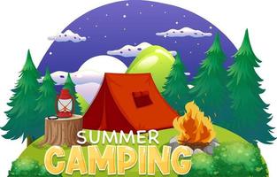 tente de camping avec texte de camping d'été vecteur