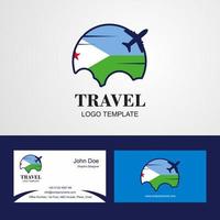 conception du logo et de la carte de visite du drapeau de djibouti vecteur