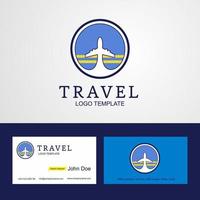 conception de logo et de carte de visite de drapeau de cercle créatif de voyage aruba vecteur