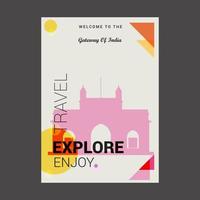 bienvenue à la passerelle de l'inde maharashtra inde explorer voyage profiter modèle d'affiche vecteur